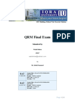 QRM Final Exam: EDC Building, Defense View Karachi, Pakistan