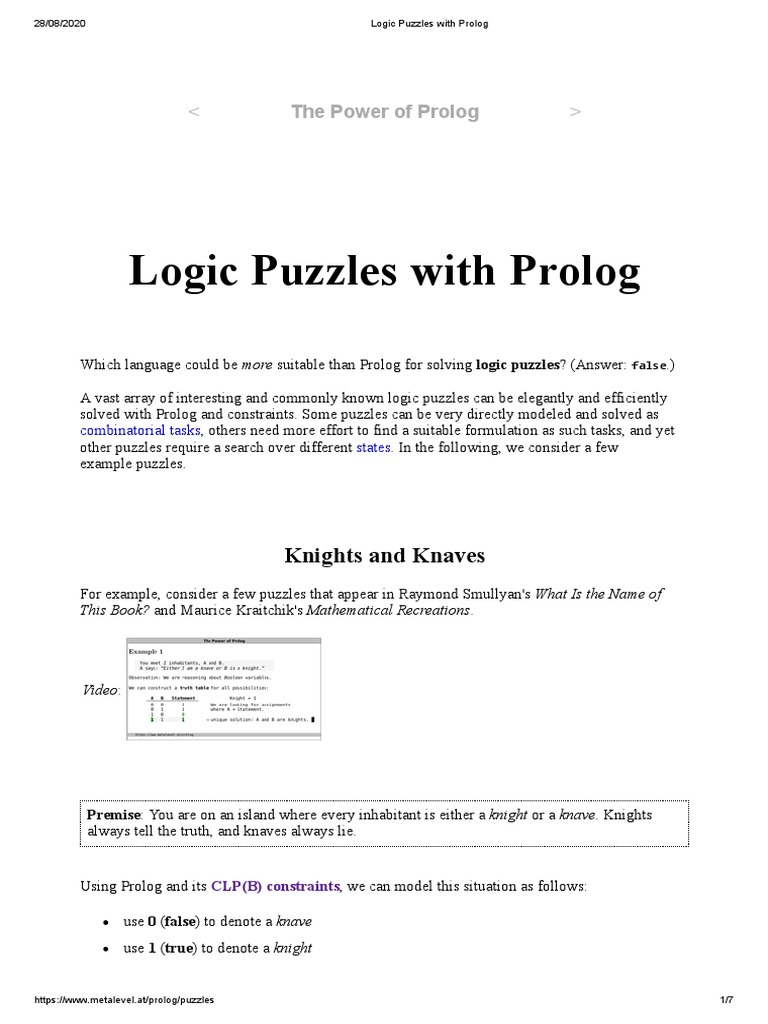 Prolog Logic Puzzles & Solutions | PDF | Mathematics | Mathematical Logic