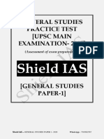 General Studies Practice Test (Upsc Main EXAMINATION-2020) : Shield IAS