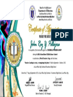 Certificate of Appreciation: John Rey Y. Pellejera