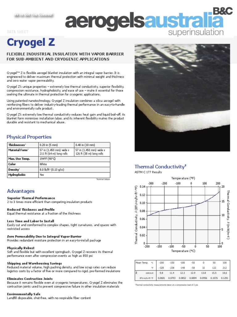 Cryogel Z Flexible Industrial Insulation With Vapor Barrier For Sub