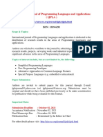 Call for papers  - International Journal of Programming Languages and Applications (IJPLA)