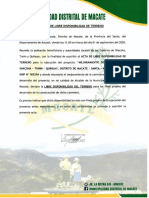 Acta de Disponibilidad de Terreno Carretera Shacsha Quihuay