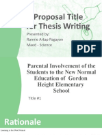 A Proposal Title For Thesis Writing: Presented By: Rannie Artap Pagayon Maed - Science
