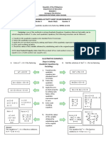 Learning Activity Sheet in Mathematics: Steps in Solving Quadratic Equations by Factoring