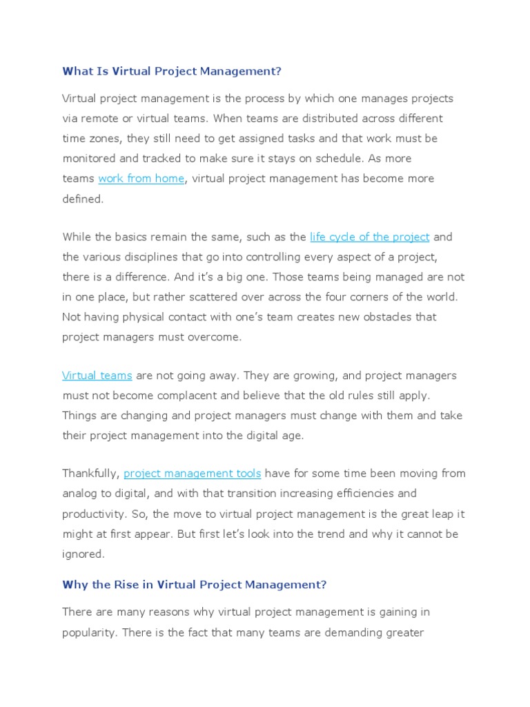 What Is Virtual Project Management | PDF | Economies | Computing