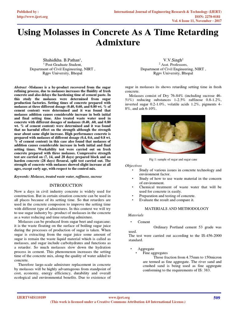 Using Molasses in Concrete As A Time Retarding Admixture