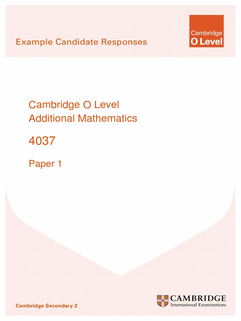 4037 01 AdditionalMathematics ECR v1.1 | PDF | Quadratic Equation ...