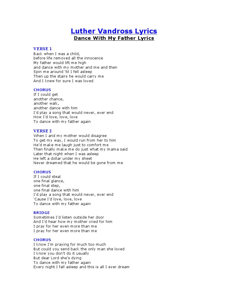 Dance With My Father Lyrics Tagalog