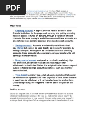 Deposist Account