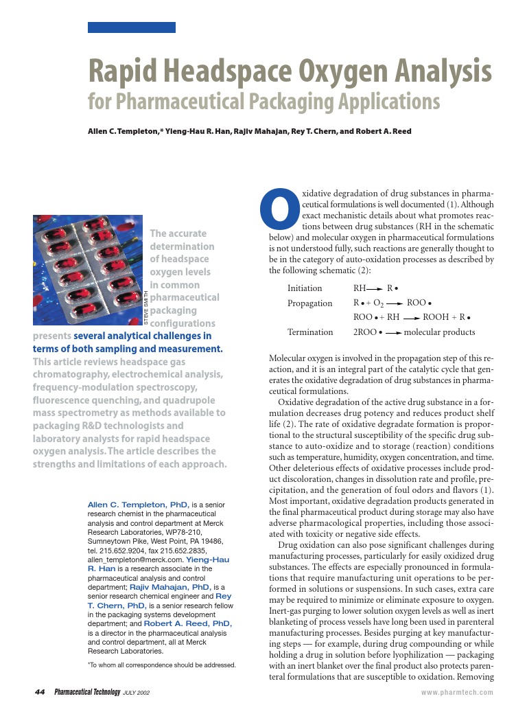 Rapid Headspace Oxygen Analysis | PDF | Gas Chromatography | Fluorescence