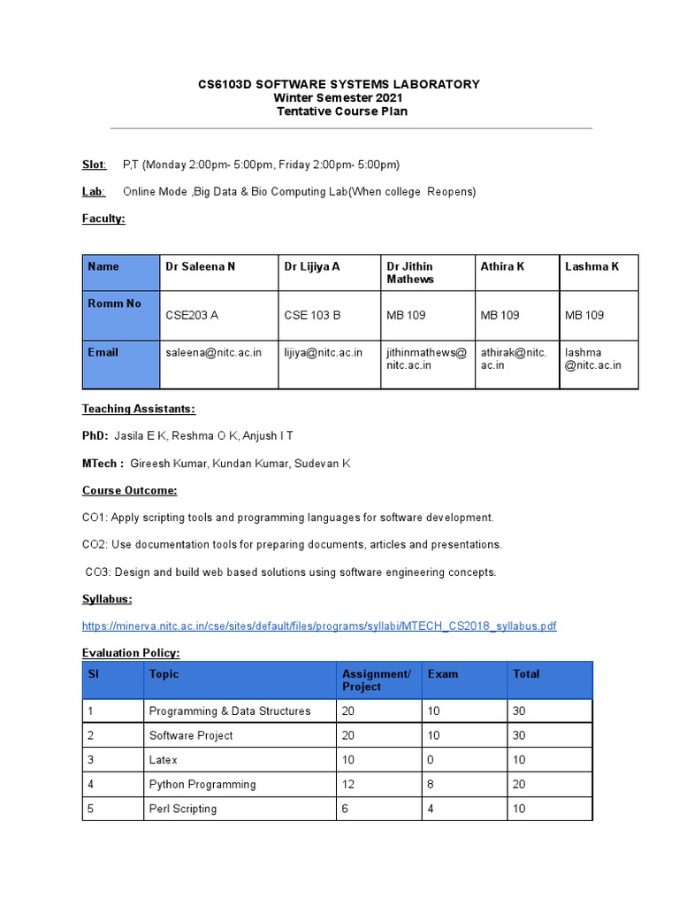 CS6103D Software Systems Lab Overview | PDF | Academic Dishonesty ...