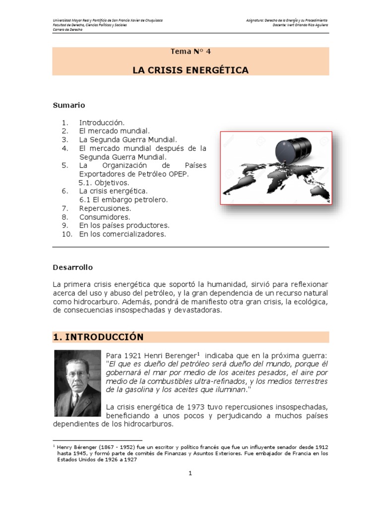 La crisis energética de 1973 y sus repercusiones globales | PDF | OPEP ...