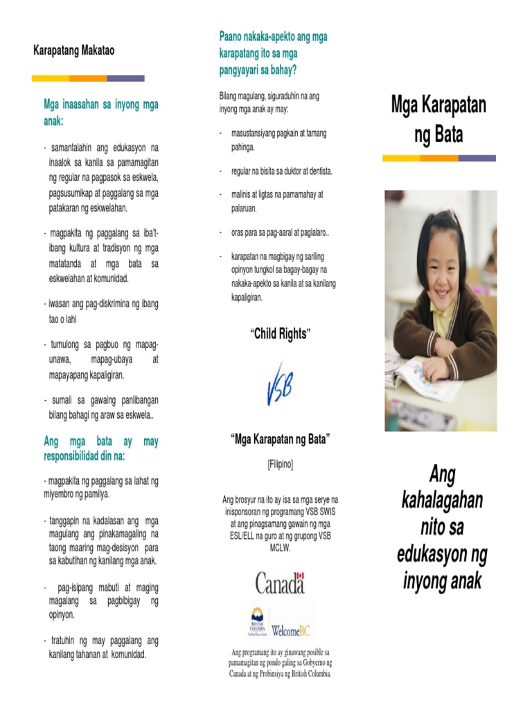 The Rights of A Child - Filipino | PDF