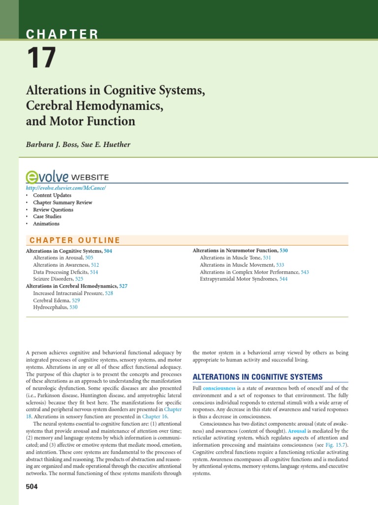 Cognitive and Motor Function Alterations | PDF | Coma | Brainstem