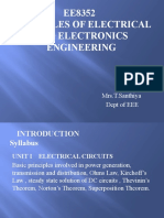 EE8352 Principles of Electrical and Electronics Engineering: by Mrs.T.Santhiya Dept of EEE