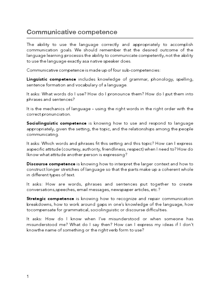 Understanding Communicative Competence | PDF | Teachers | Stress ...
