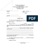Sample of Template For A Complaint Filed Before The MCTC