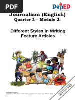 Journalism (English) : Different Styles in Writing Feature Articles