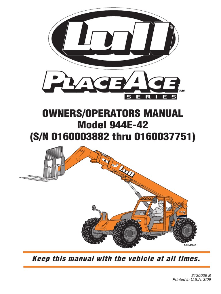 Lull Telehandler 944-E42 | PDF | Vehicles | Rechargeable Battery