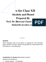 Notes For Class XII: Alcohols and Phenol Prepared by