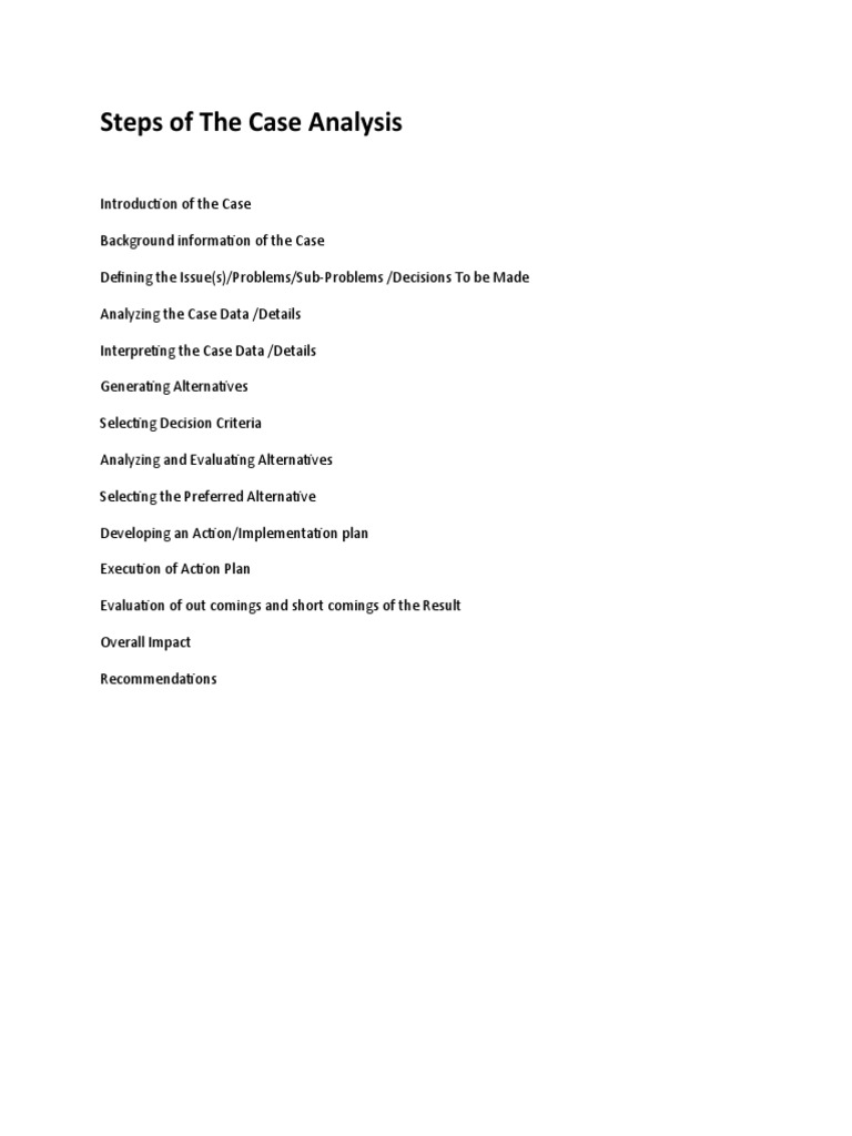 Comprehensive Case Analysis Steps | PDF | Technology & Engineering