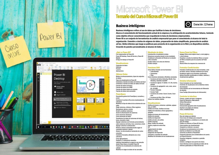 Temario Curso Power BI: Business Intelligence | PDF | Inteligencia de ...