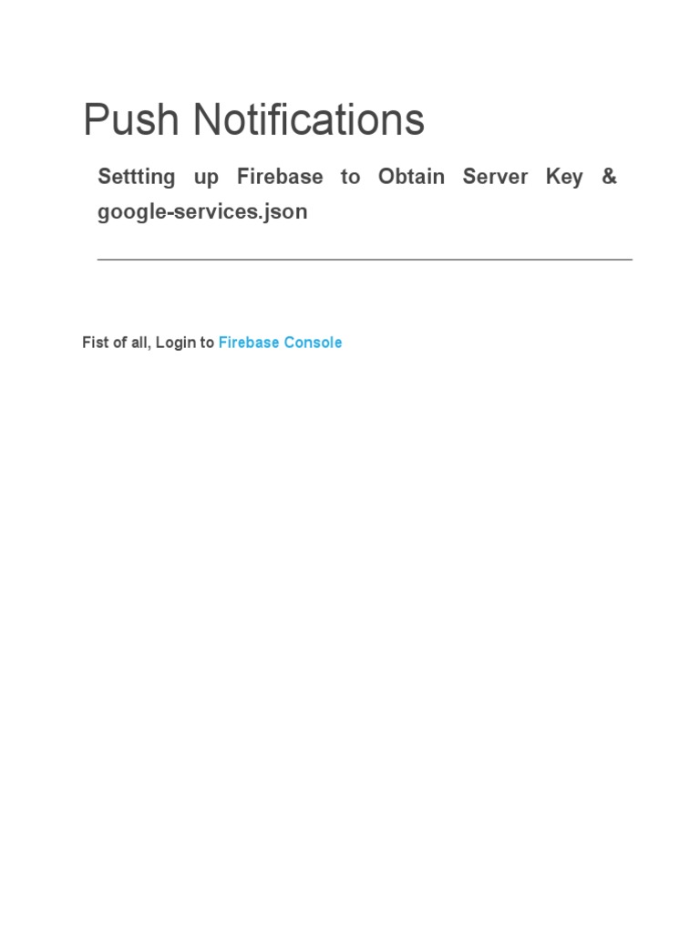 Firebase Push Notification Setup Guide | PDF | Internet | Software