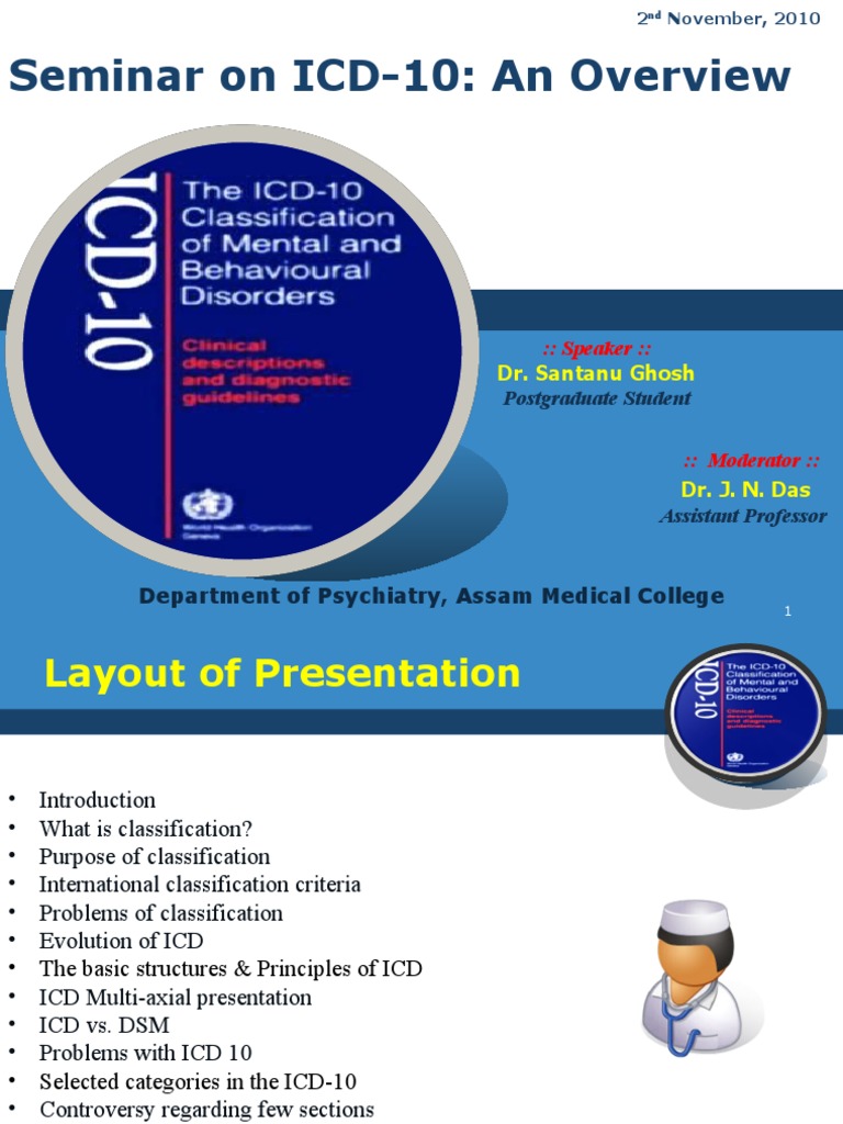 Seminar On ICD10 An Overview Department of Psychiatry, Assam Medical