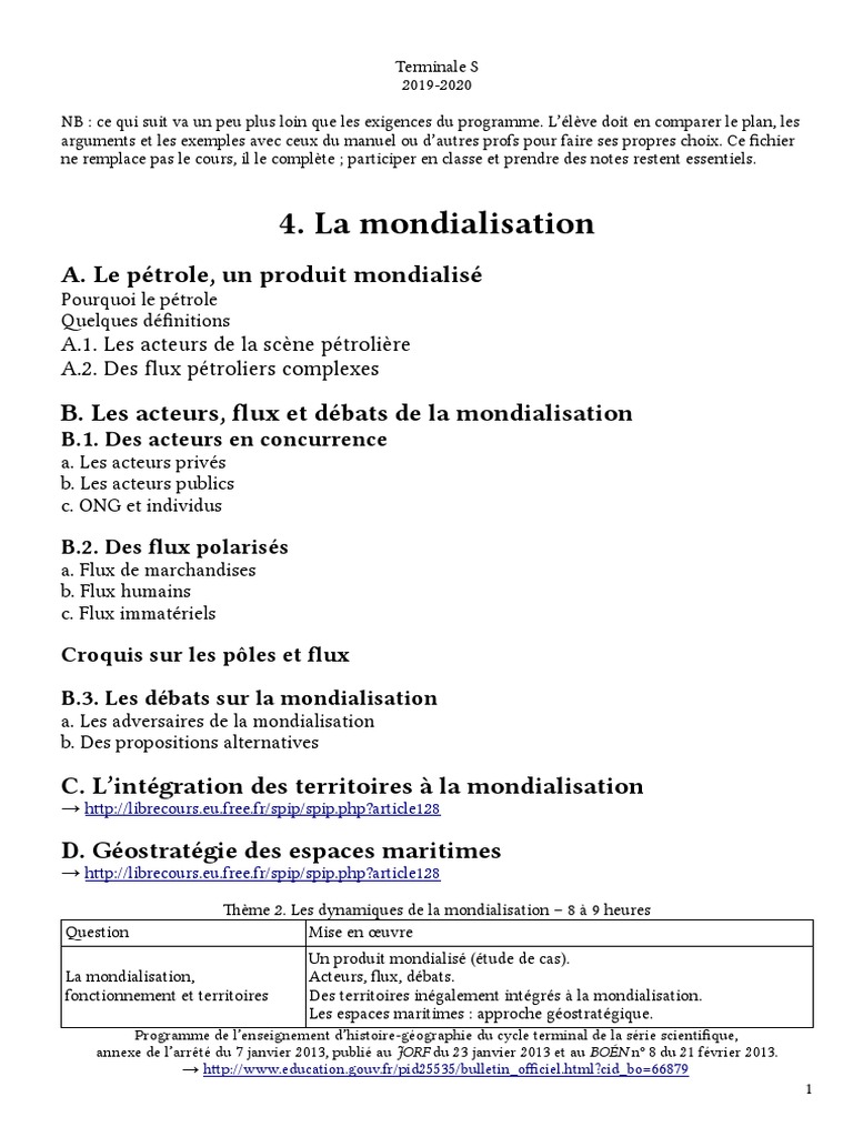 Acteurs et flux de la mondialisation | PDF | Pétrole | Globalisation