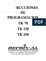 Instrucciones de programación y operación para control cabina SH-200 de equipos TK 70, TK 120, TK 250