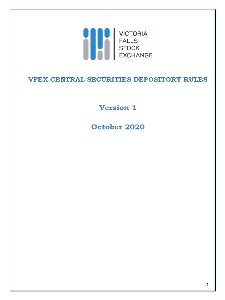 Vfex Central Securities Depository Rules October 2020 PDF