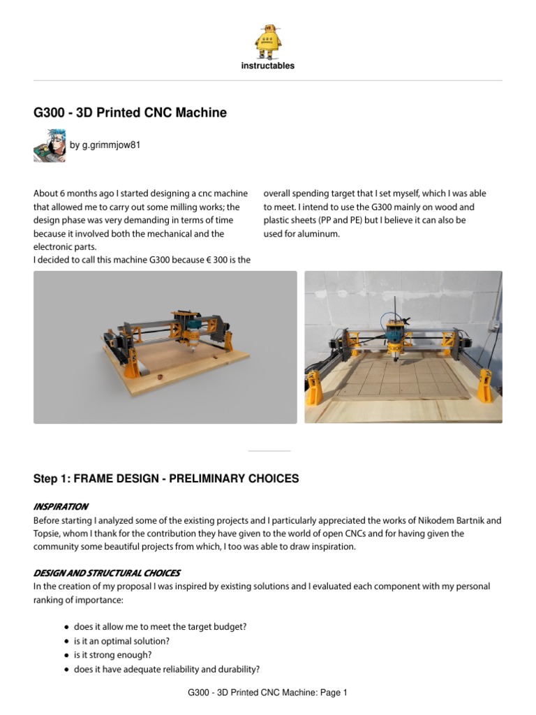 G300: DIY 3D Printed CNC Machine Guide | PDF | Numerical Control | 3 D ...