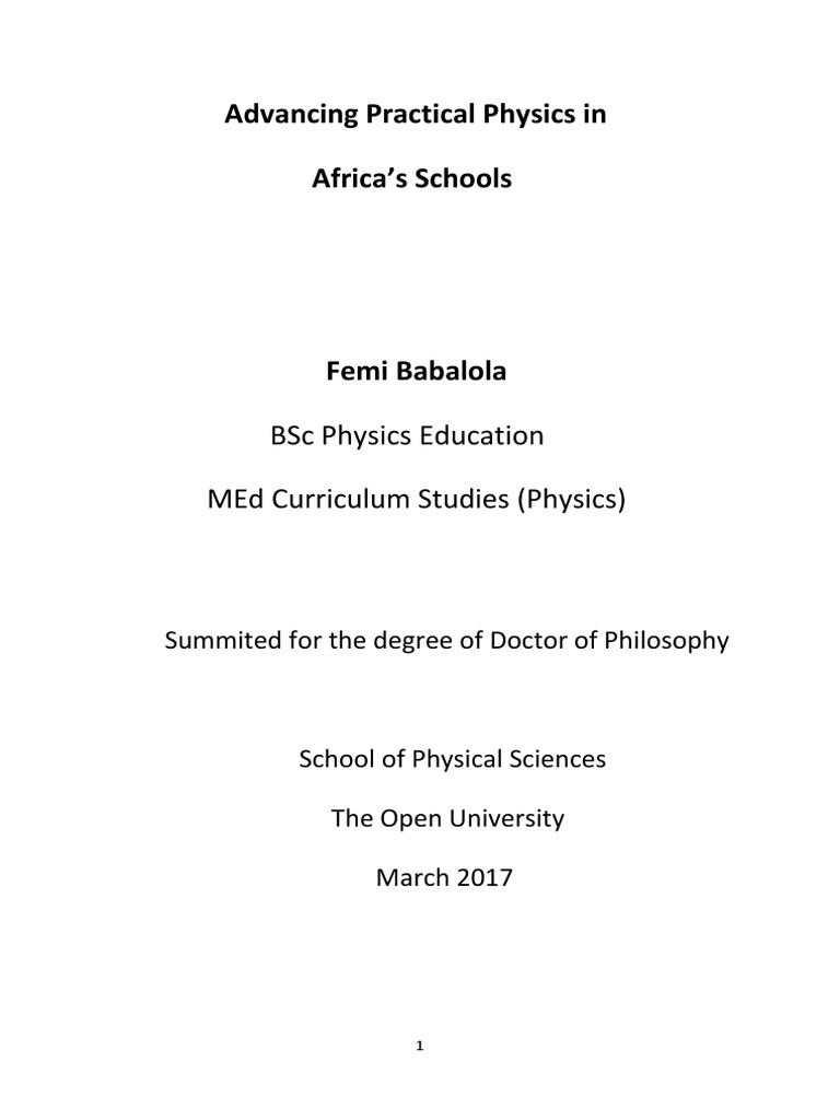 Enhancing Practical Physics in Africa | PDF | Teachers | Schools