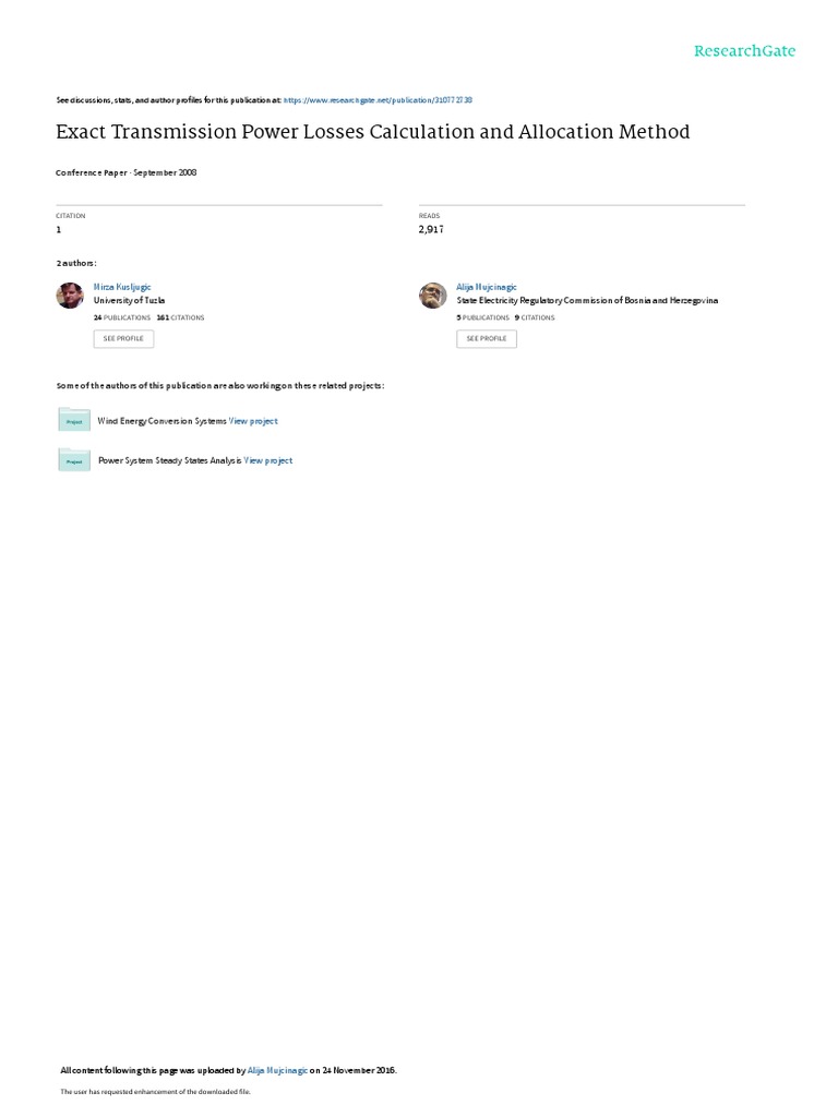 Exact Transmission Power Losses Calculation and Allocation Method PDF
