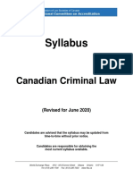 Syllabus: Canadian Criminal Law