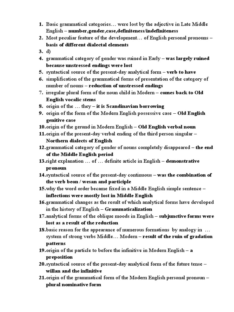 English - Number, Gender, Case, Definiteness/indefiniteness | PDF ...