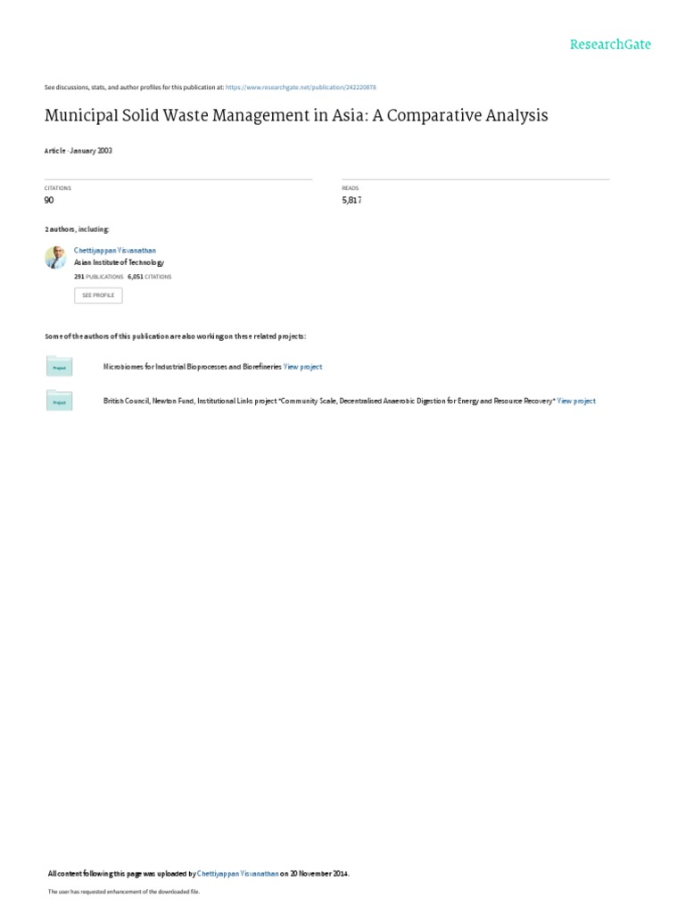 Municipal Solid Waste Management in Asia: A Comparative Analysis | PDF ...