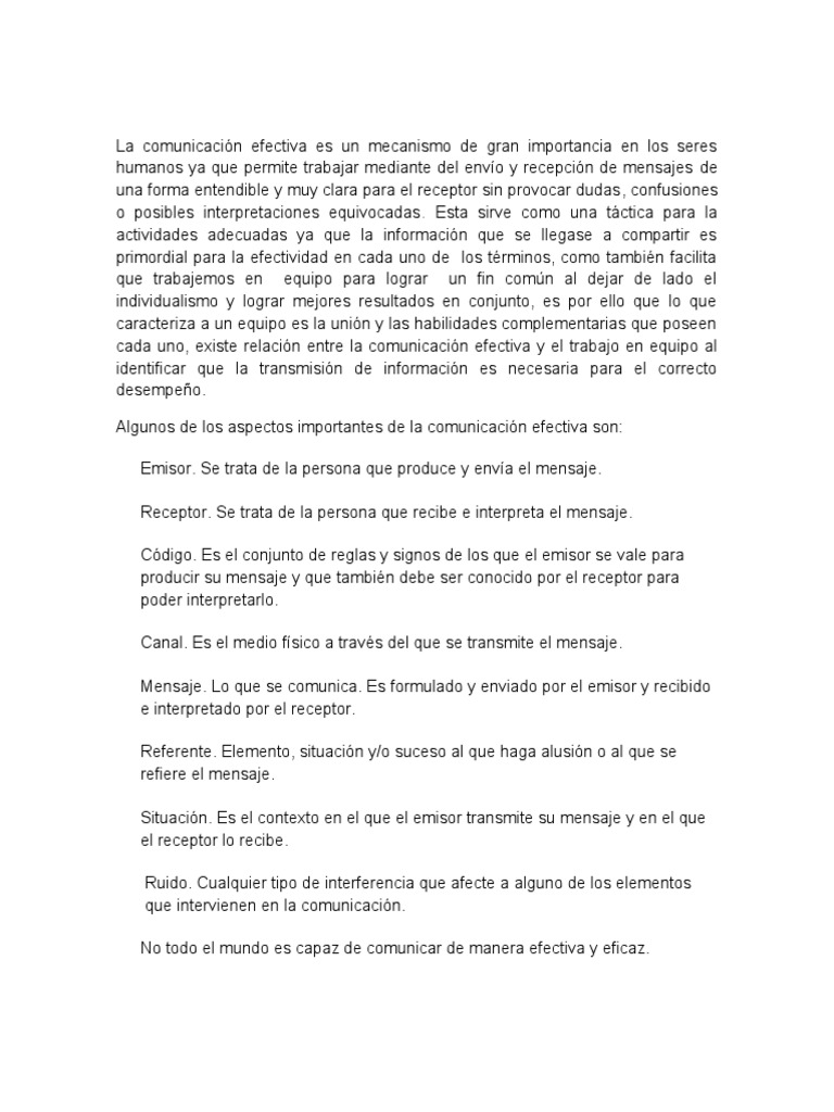 Comunicación Efectiva y Trabajo en Equipo | PDF | Crecimiento personal ...