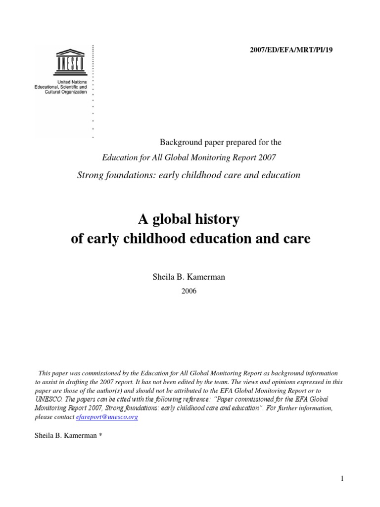 A Global History of Early Childhood Care and Education Background Paper ...