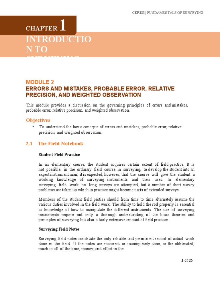 CEP233 - M2 - Errors and Mistakes Probable Error Relative Precision and ...