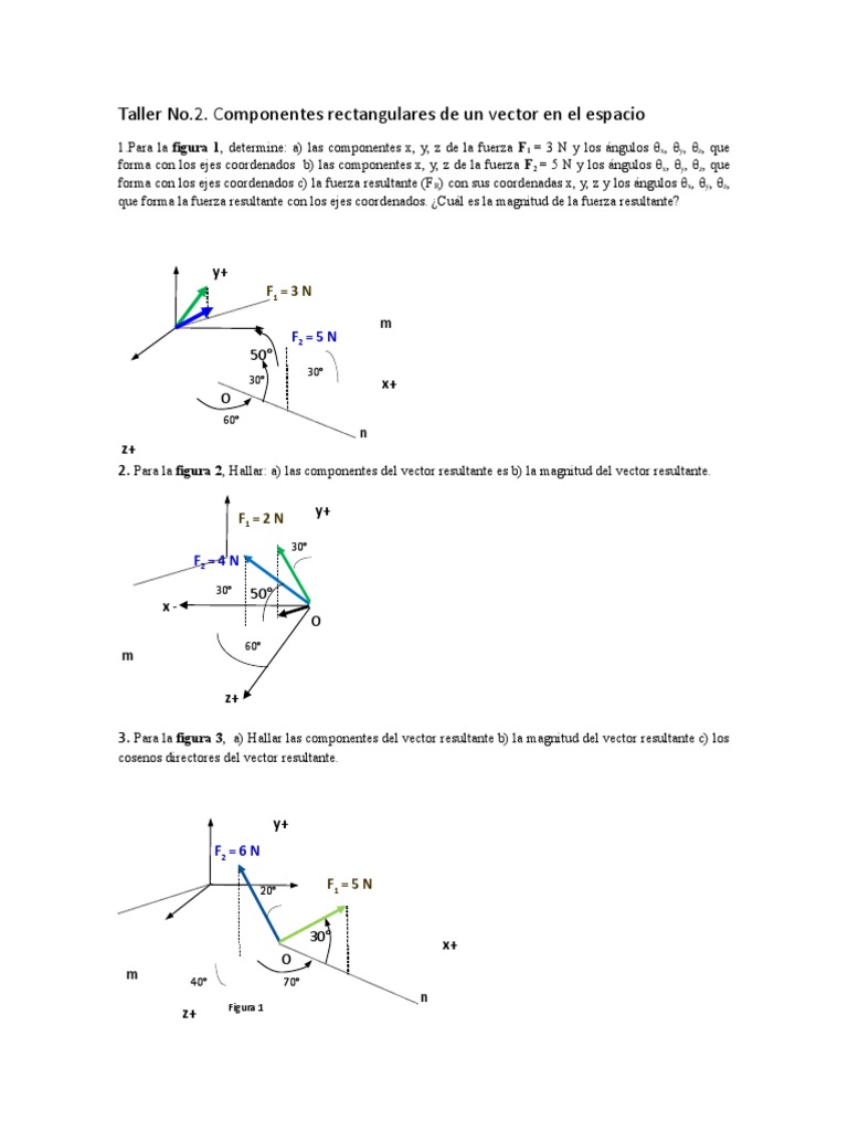 Taller No.2. Componentes Rectangulares de Un Vector | PDF