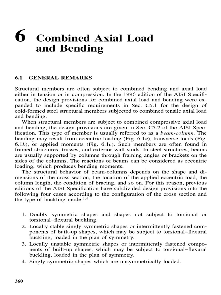 Combined Axial Load and Bending | PDF | Buckling | Bending