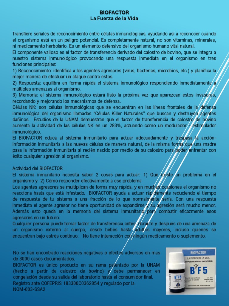 Biofactor: Potencia tu Inmunidad Natural | PDF | Sistema inmune ...