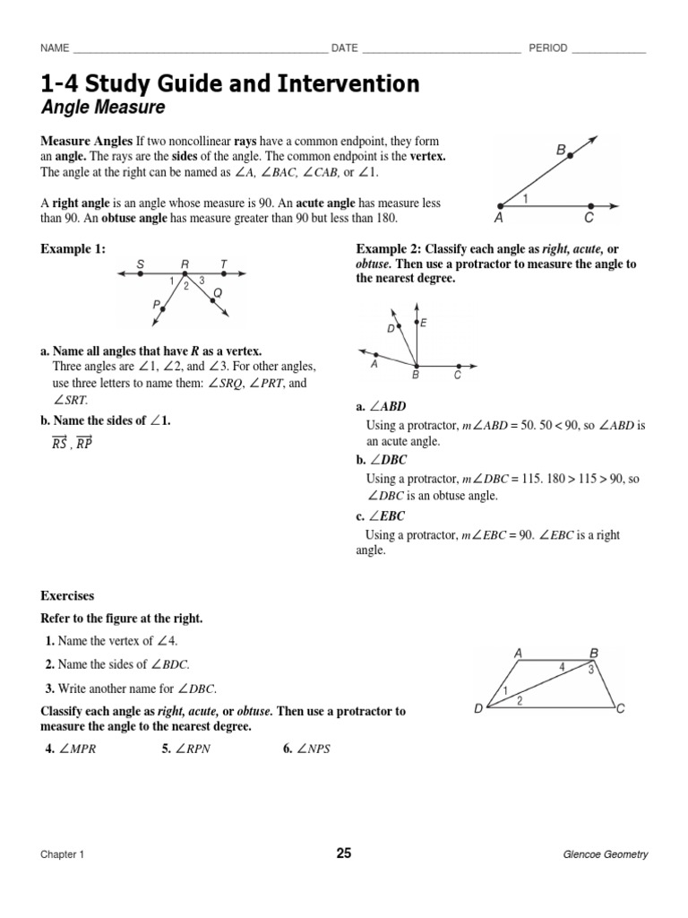 Angle Measure Study Guide | PDF | Angle | Motion (Physics)