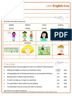Reading Practice Say No to Bullying Worksheet