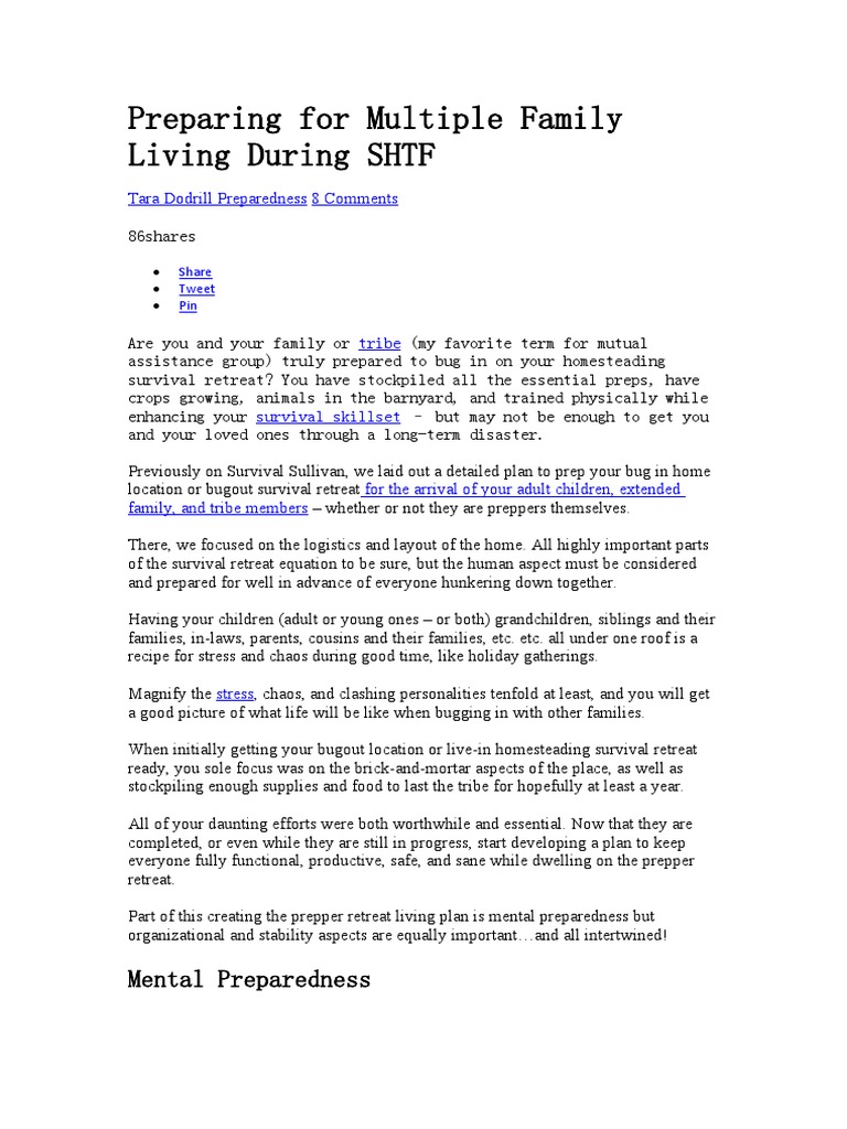SHTF Family Living Preparedness Guide | PDF | Survivalism | Stress ...