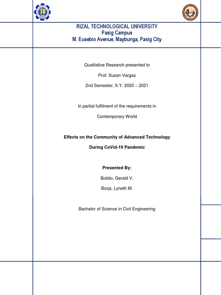 Rizal Technological University Pasig Campus M. Eusebio Avenue, Maybunga