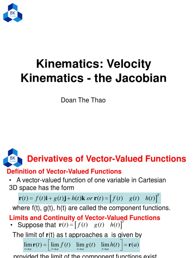 Kinematics: Vector Derivatives & Jacobians | PDF | Derivative ...
