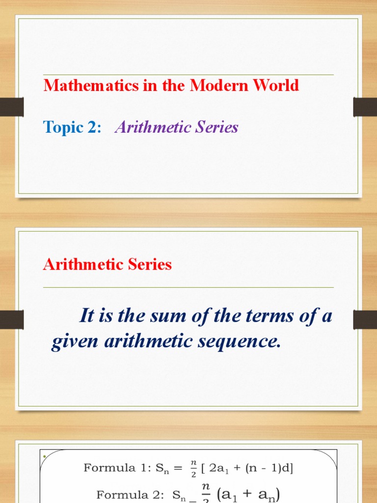 Topic 2 MMW Arithmetic Series | PDF | Elementary Mathematics | Discrete ...